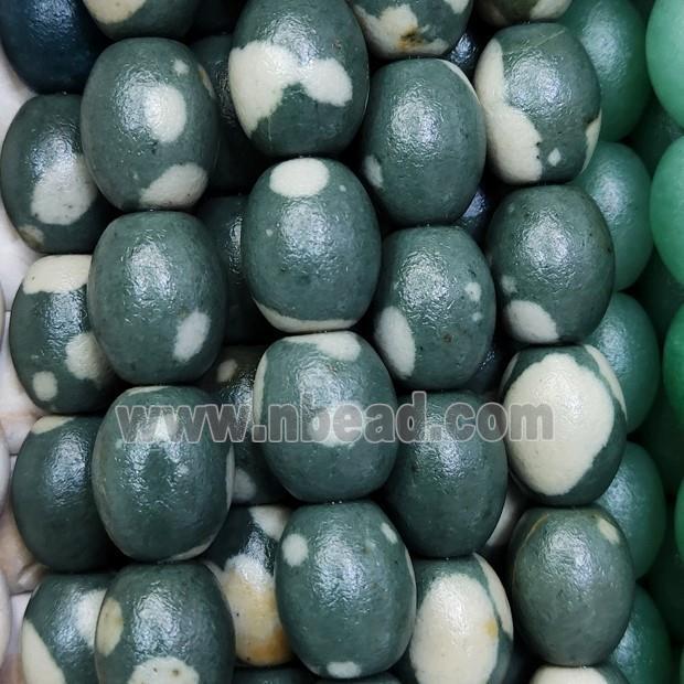 Green Quartzite Beads Matte Barrel