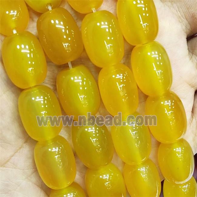 Natural Agate Barrel Beads Yellow Dye A-Grade