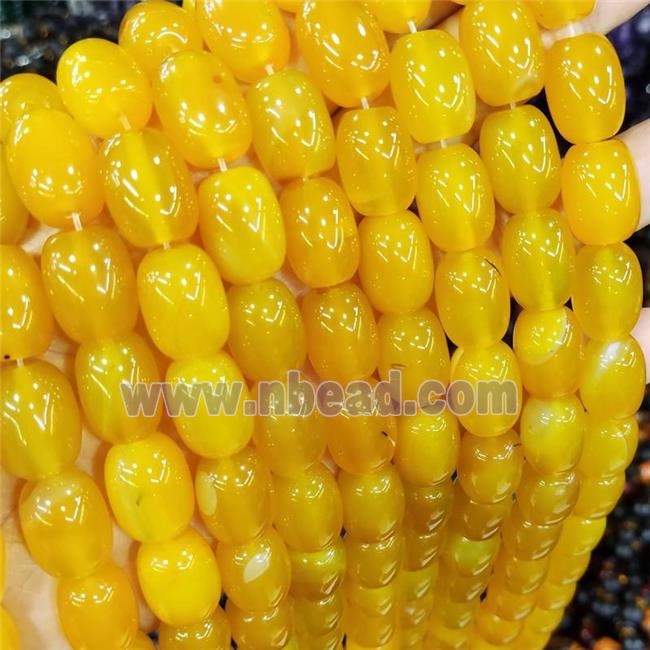 Natural Agate Barrel Beads Yellow Dye AB-Grade