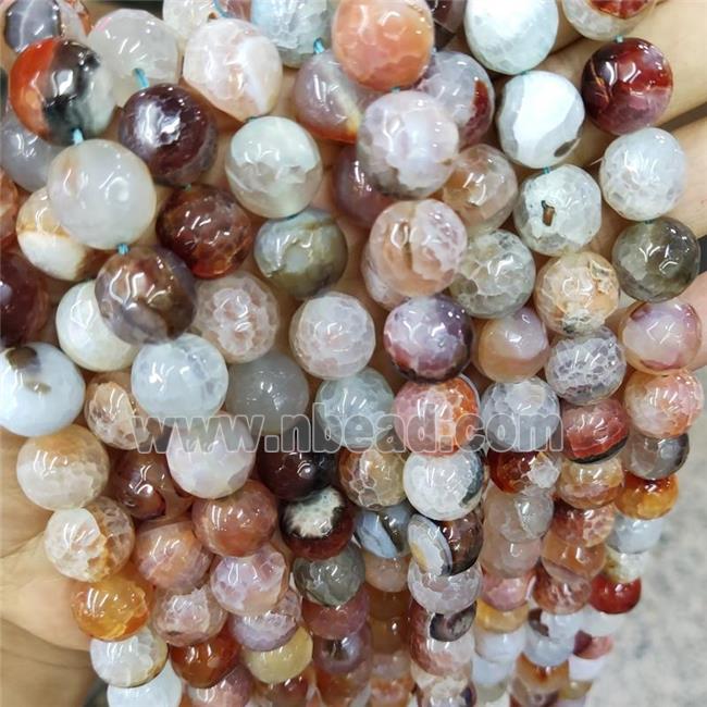 Fire Agate Beads Faceted Round B-Grade
