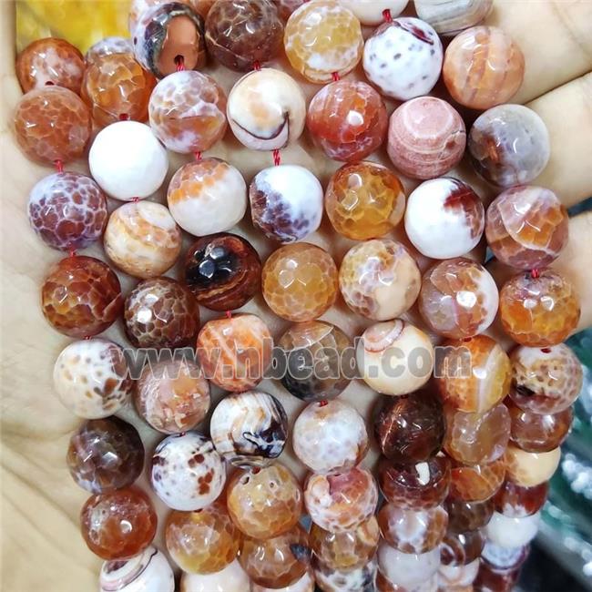 Red Fire Agate Beads Faceted Round B-Grade