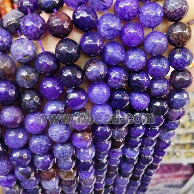 Natural Agate Beads Faceted Round Purple Dye B-Grade