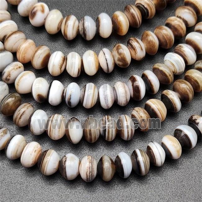 Coffee Striped Agate Beads Smooth Rondelle Natural Color