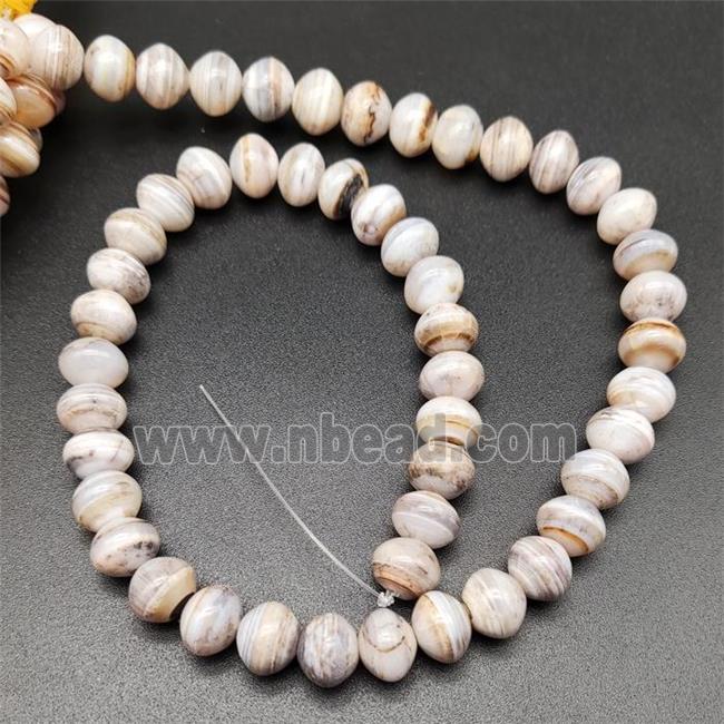 White Striped Agate Beads Smooth Rondelle Natural Color