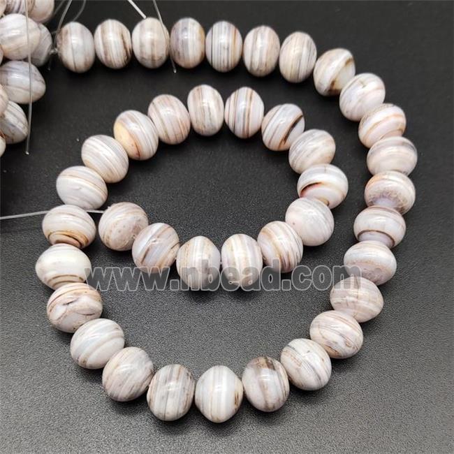 White Striped Agate Beads Smooth Rondelle Natural Color