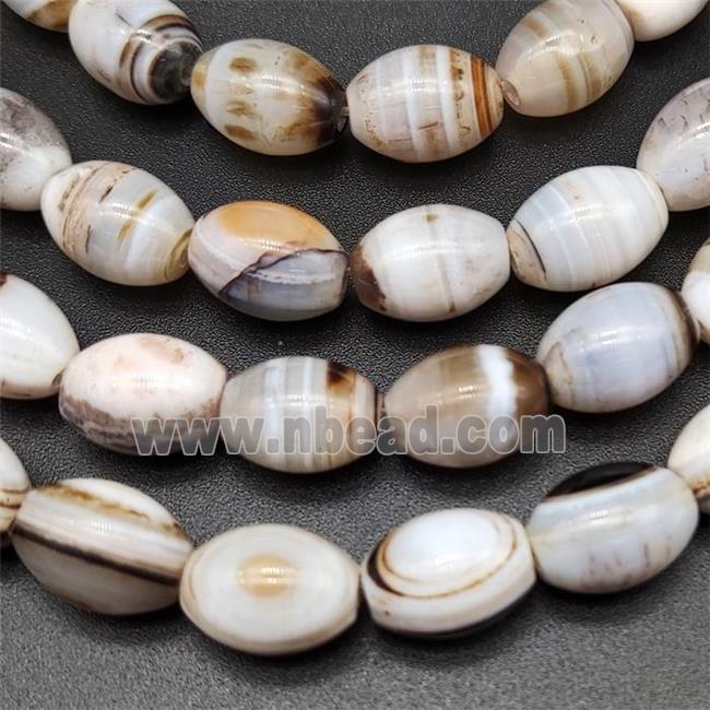 White Striped Agate Barrel Beads Natural Color