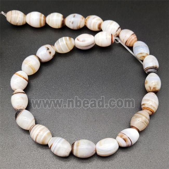 White Striped Agate Barrel Beads Natural Color