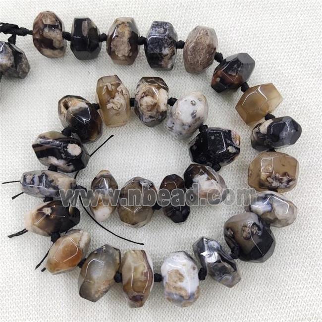 Black Cherry Agate Beads Faceted Rondelle