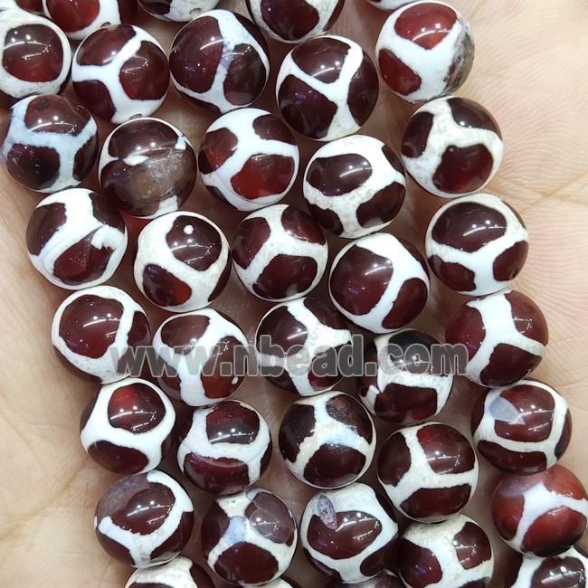 Tibetan Agate Beads Smooth Round Red Football