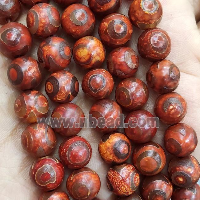 Red Tibetan Agate Beads Smooth Round Eye