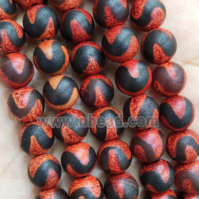 Red Fire Tibetan Agate Round Beads Red