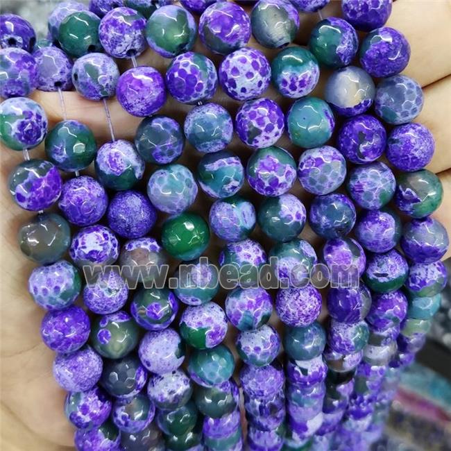 Dye Agate Beads Faceted Round Purple
