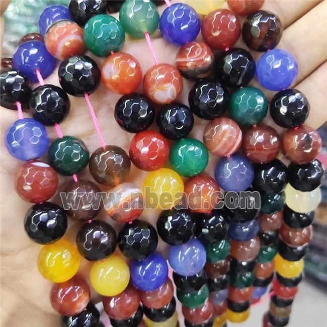 Dye Agate Beads Faceted Round Mixed Color
