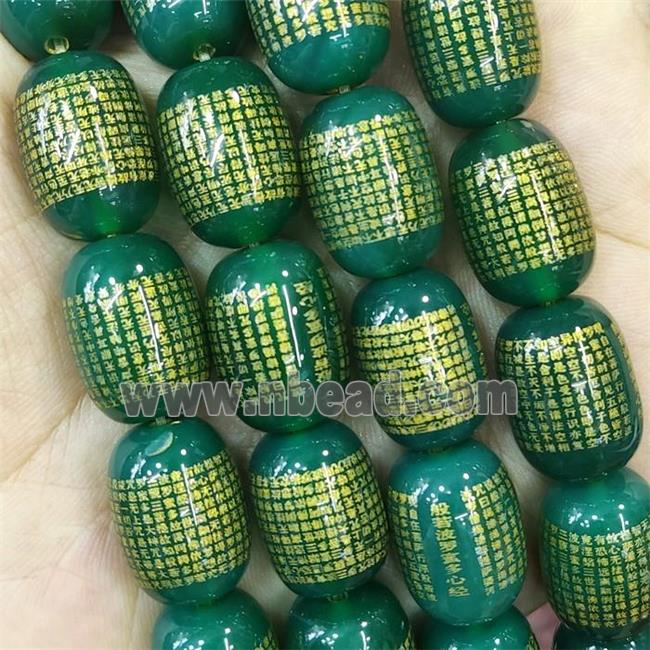 Green Agate Buddhist Beads Barrel Dye Om Mani Padme Hum