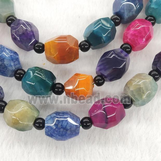 Natural Agate Barrel Beads Dye Faceted