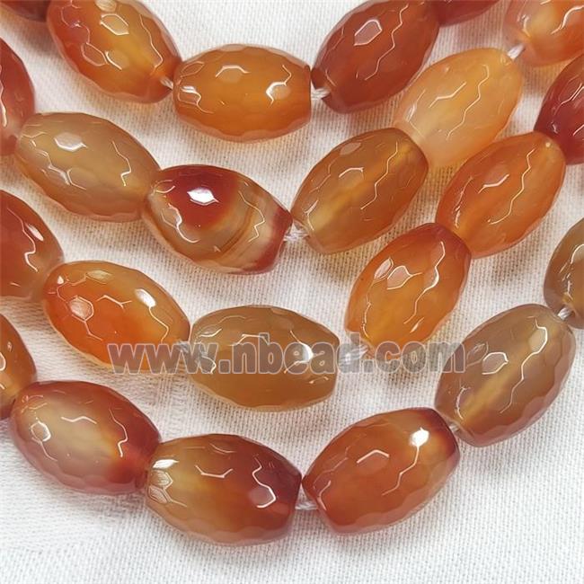 Natural Red Carnelian Beads Faceted Barrel