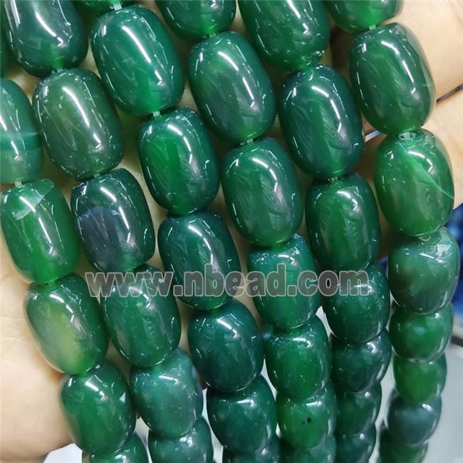 Natural Agate Barrel Beads Green Dye Smooth
