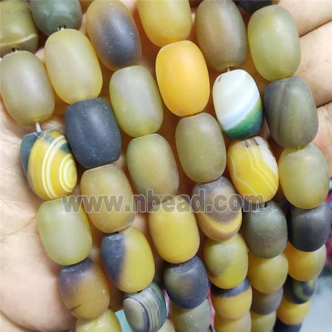 Yellow Agate Barrel Beads Matte