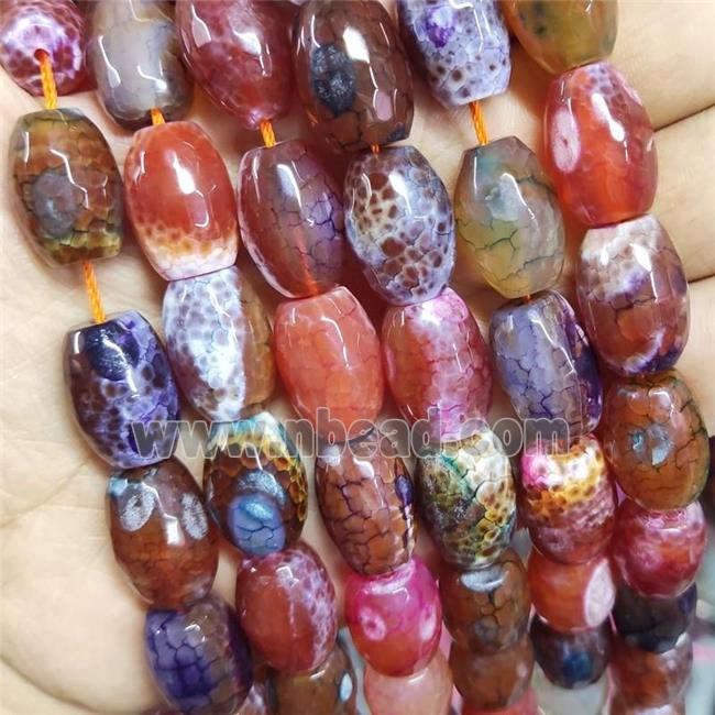 Red Fire Agate Barrel Beads Faceted