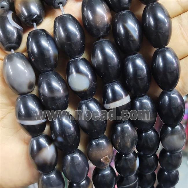 Black Agate Barrel Beads Smooth
