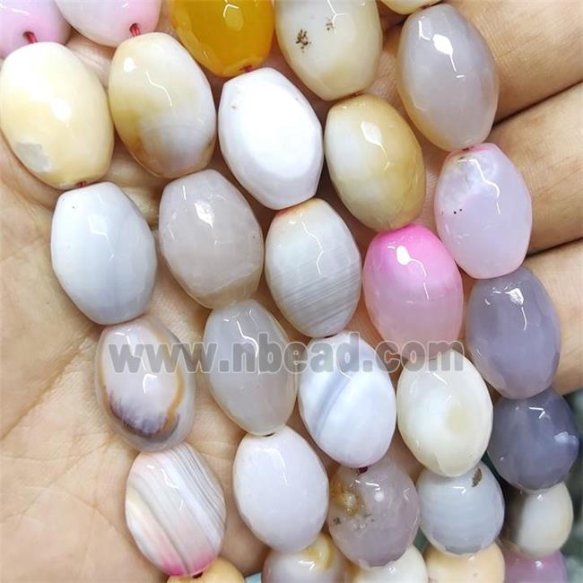 Agate Beads Faceted Barrel
