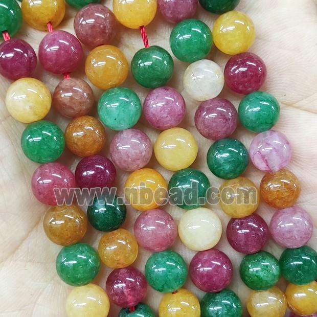 Quartzite Jade Beads Smooth Round Mixed Color