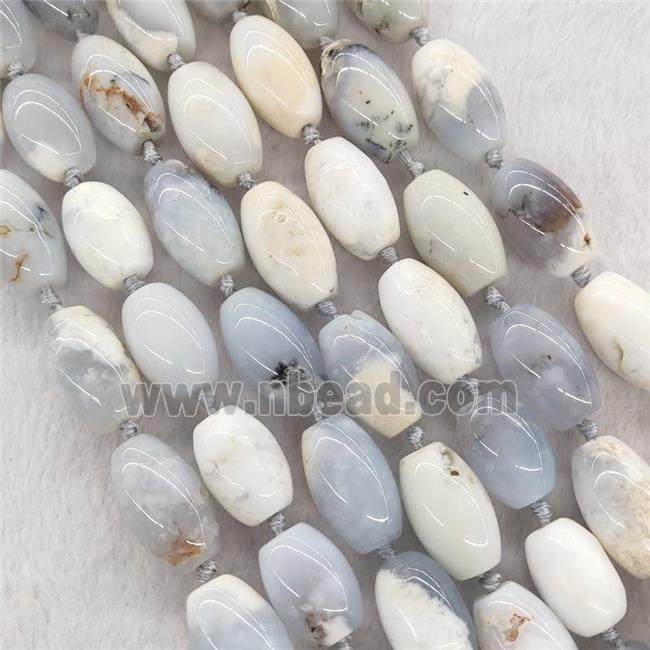 Blue Chalcedony Agate Barrel Beads Smooth