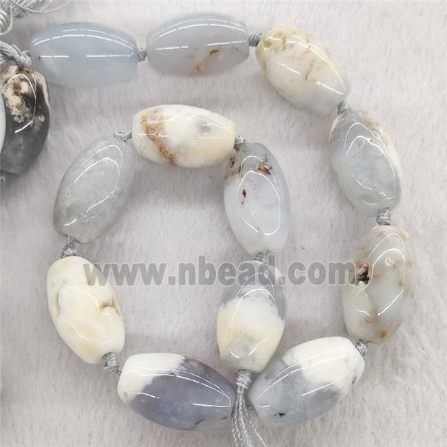 Blue Chalcedony Agate Barrel Beads Smooth