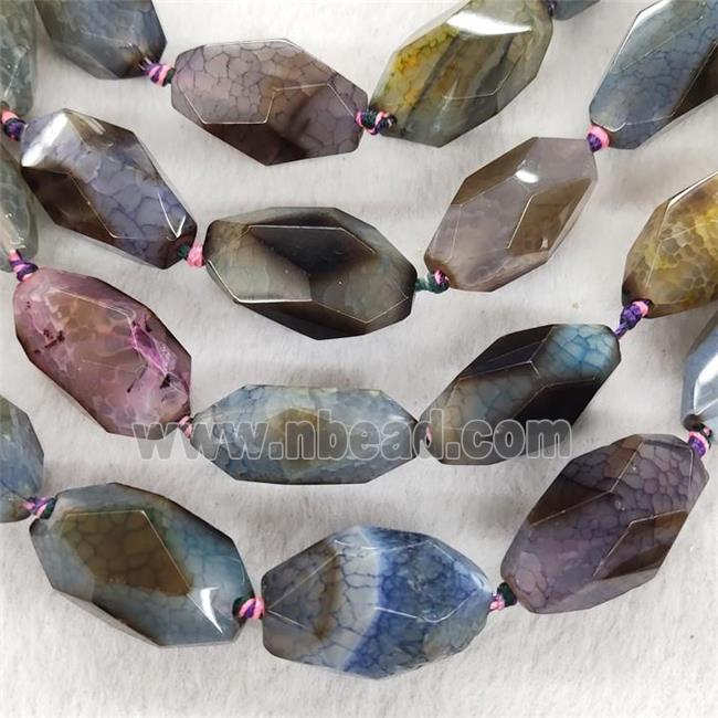 Agate Barrel Beads Faceted Dye