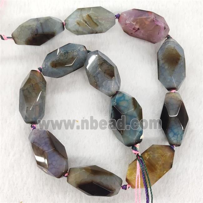 Agate Barrel Beads Faceted Dye