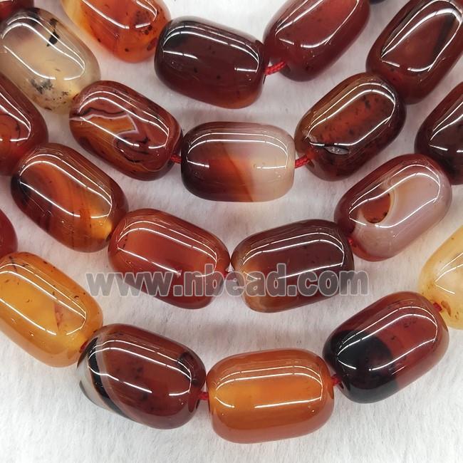 Red Fancy Agate Barrel Beads Smooth