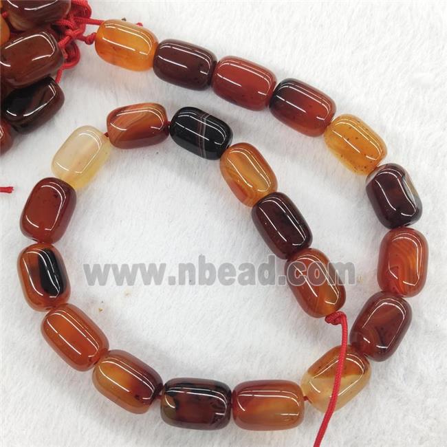 Red Fancy Agate Barrel Beads Smooth