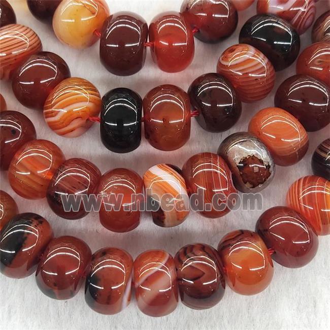 Red Striped Agate Rondelle Beads Smooth
