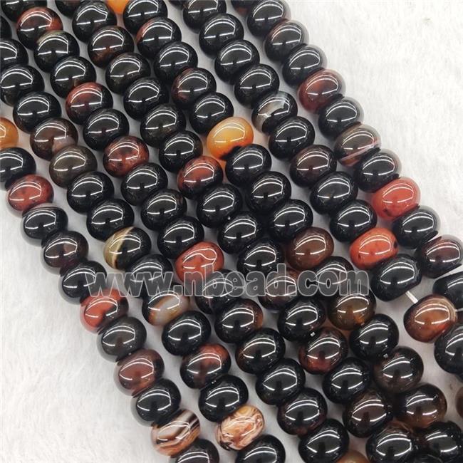 Black Fancy Agate Rondelle Beads Smooth