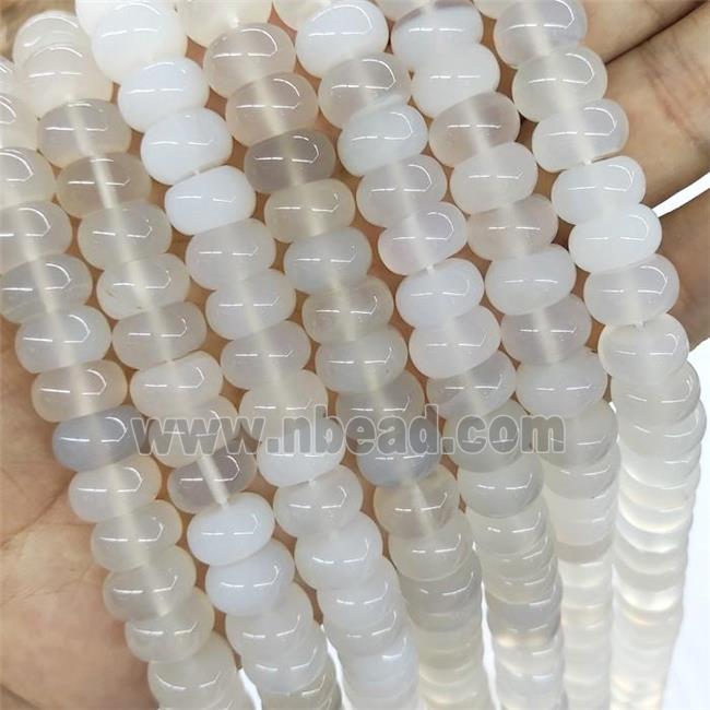 Natural White Agate Rondelle Beads Smooth