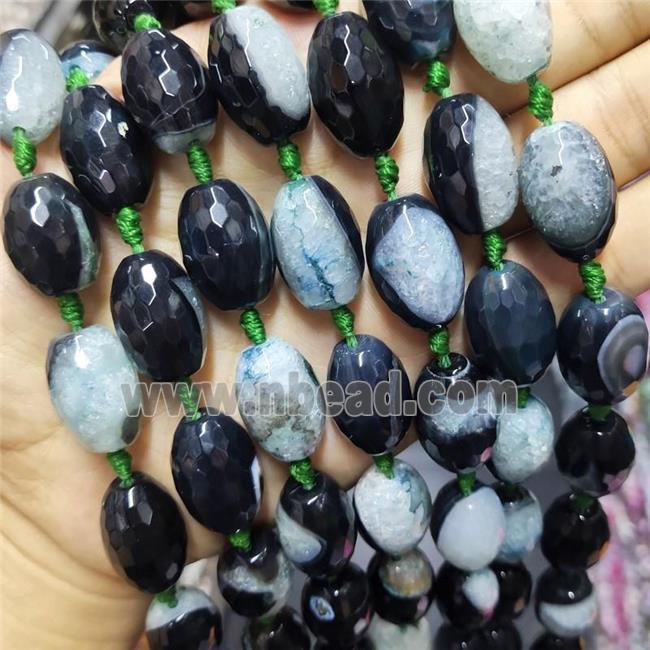 Agate Druzy Barrel Beads Faceted