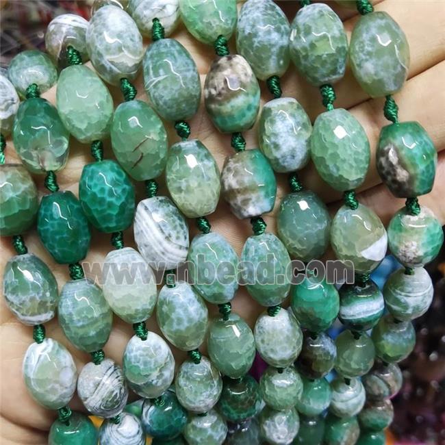 Green Fire Agate Barrel Beads Faceted