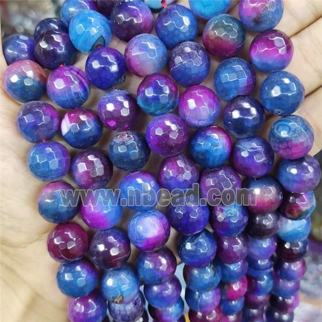 Dye Agate Beads Faceted Round Multicolor