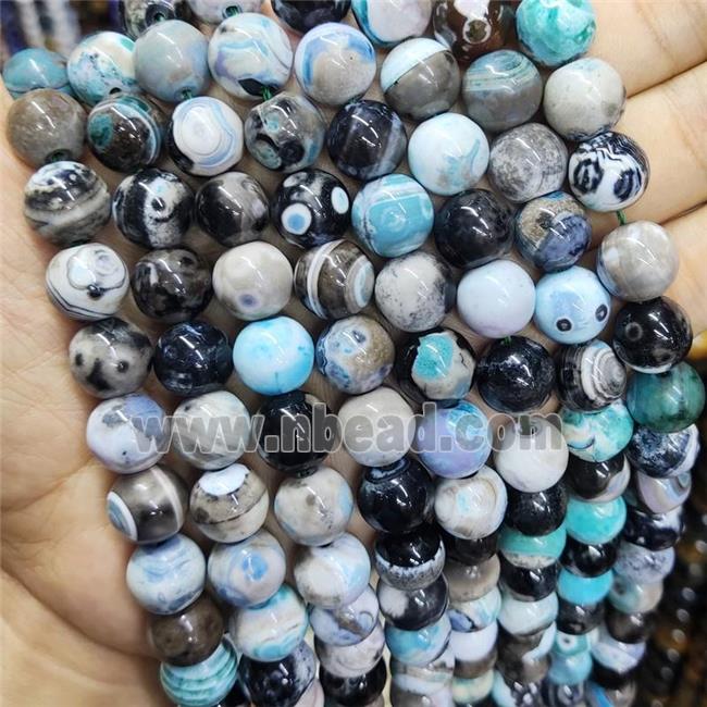 Fire Agate Beads Smooth Round Mix Color