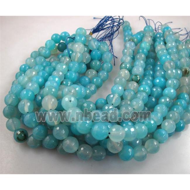 blue Agate Stone beads, faceted round