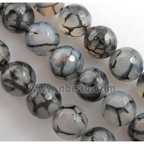 veins Agate Stone bead, faceted round