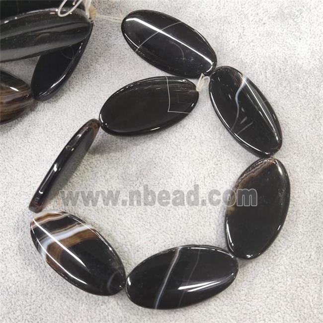 Natural Agate Oval Beads Black