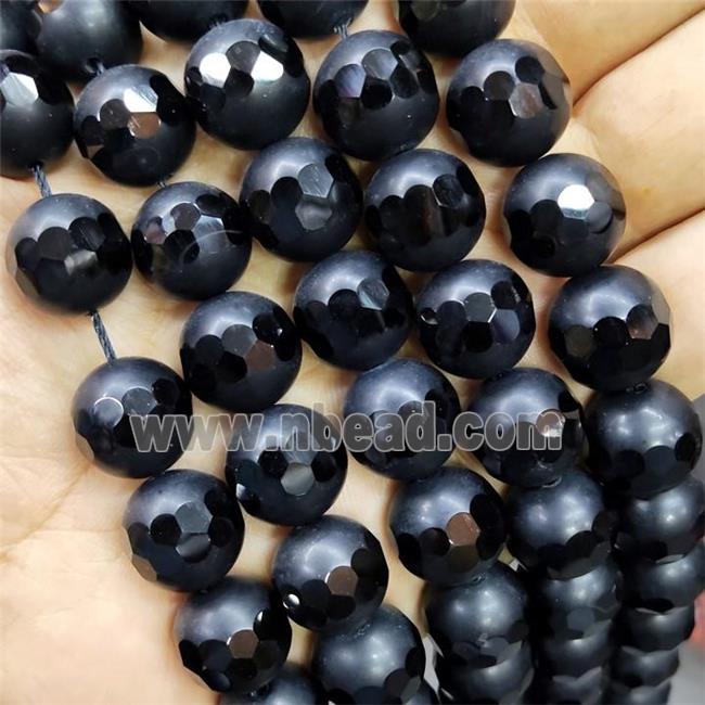 Black Onyx Agate Beads Faceted Round