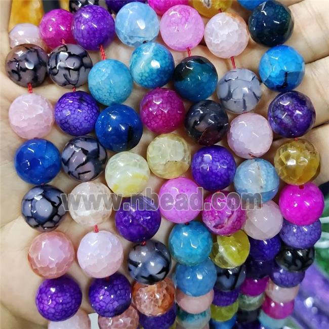 Natural Agate Beads Faceted Round Mix Color Dye B-Grade