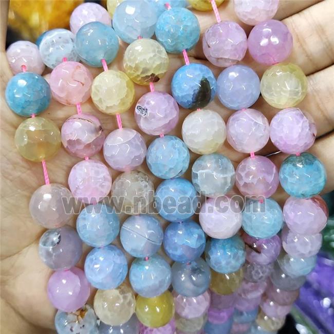 Natural Agate Beads Faceted Round Mix Color Dye B-Grade