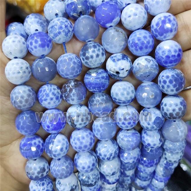 Blue Fired Agate Beads Faceted Round B-Grade