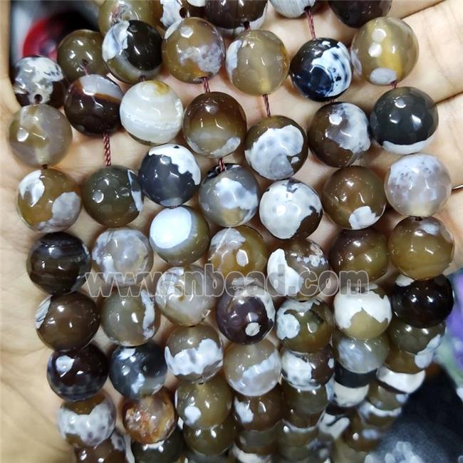 Coffee Fired Agate Beads Faceted Round B-Grade