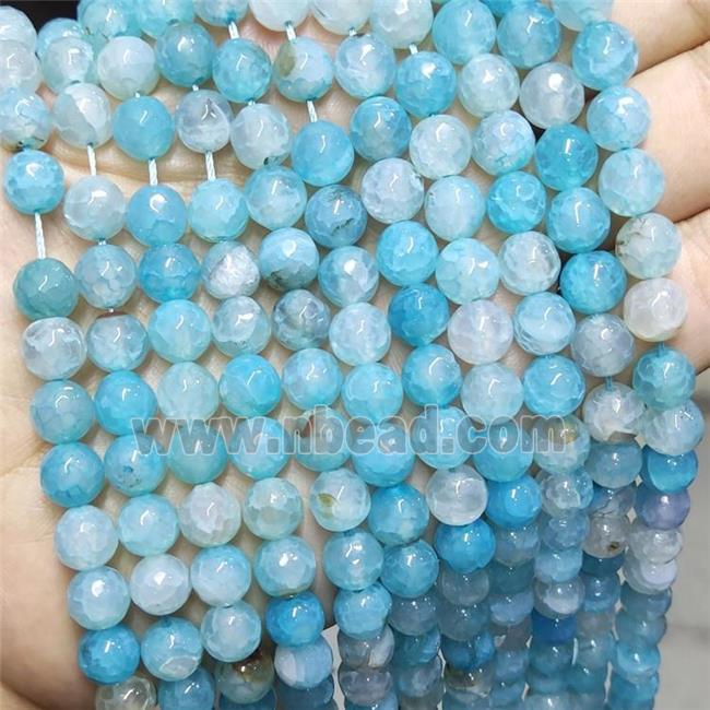 Blue Agate Beads Faceted Round Dye