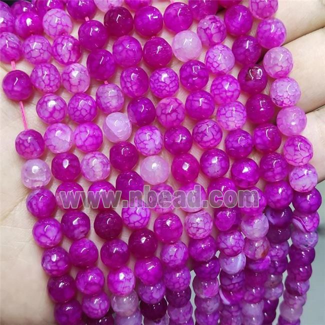 Hotpink Agate Beads Faceted Round Dye