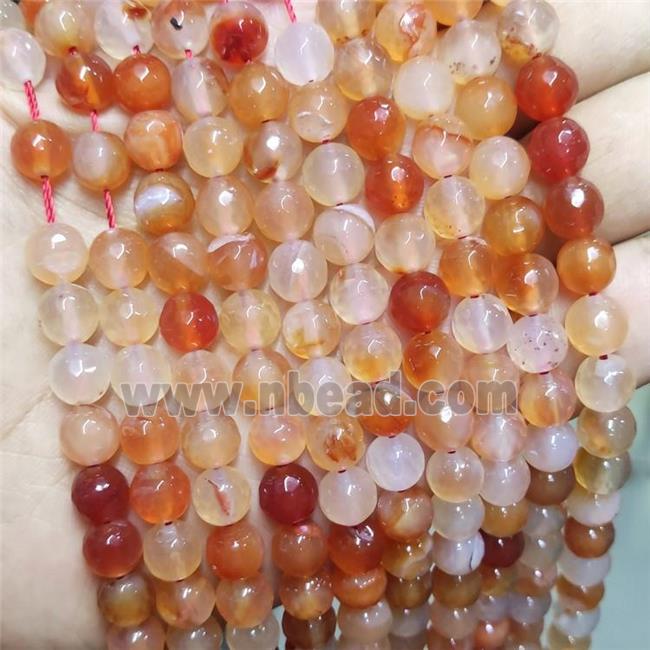 Lt.red Agate Beads Faceted Round Dye